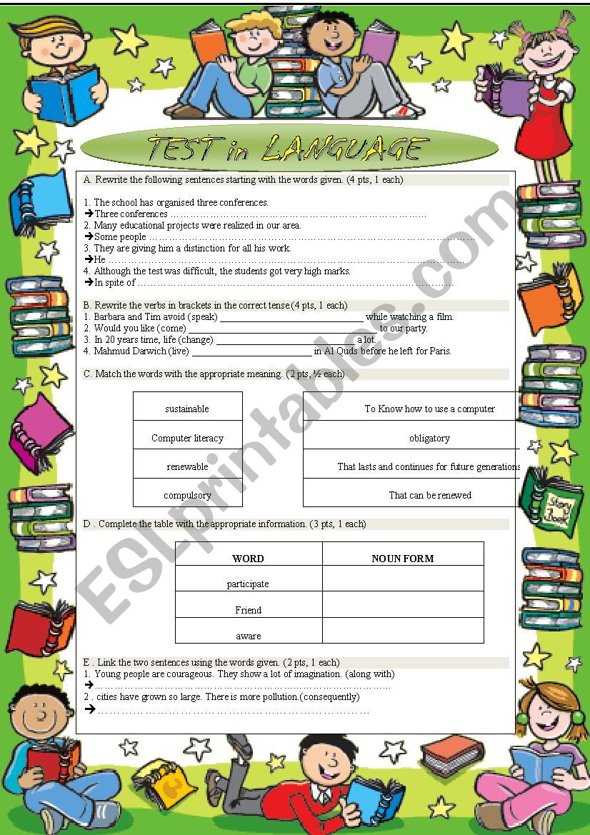 test in grammar and vocabulary