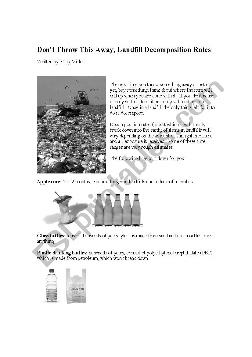 How Long Materials Take to Decompose