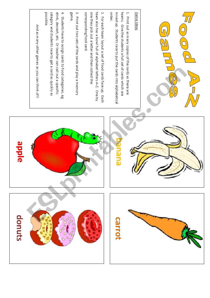 Food: A-Z Games worksheet