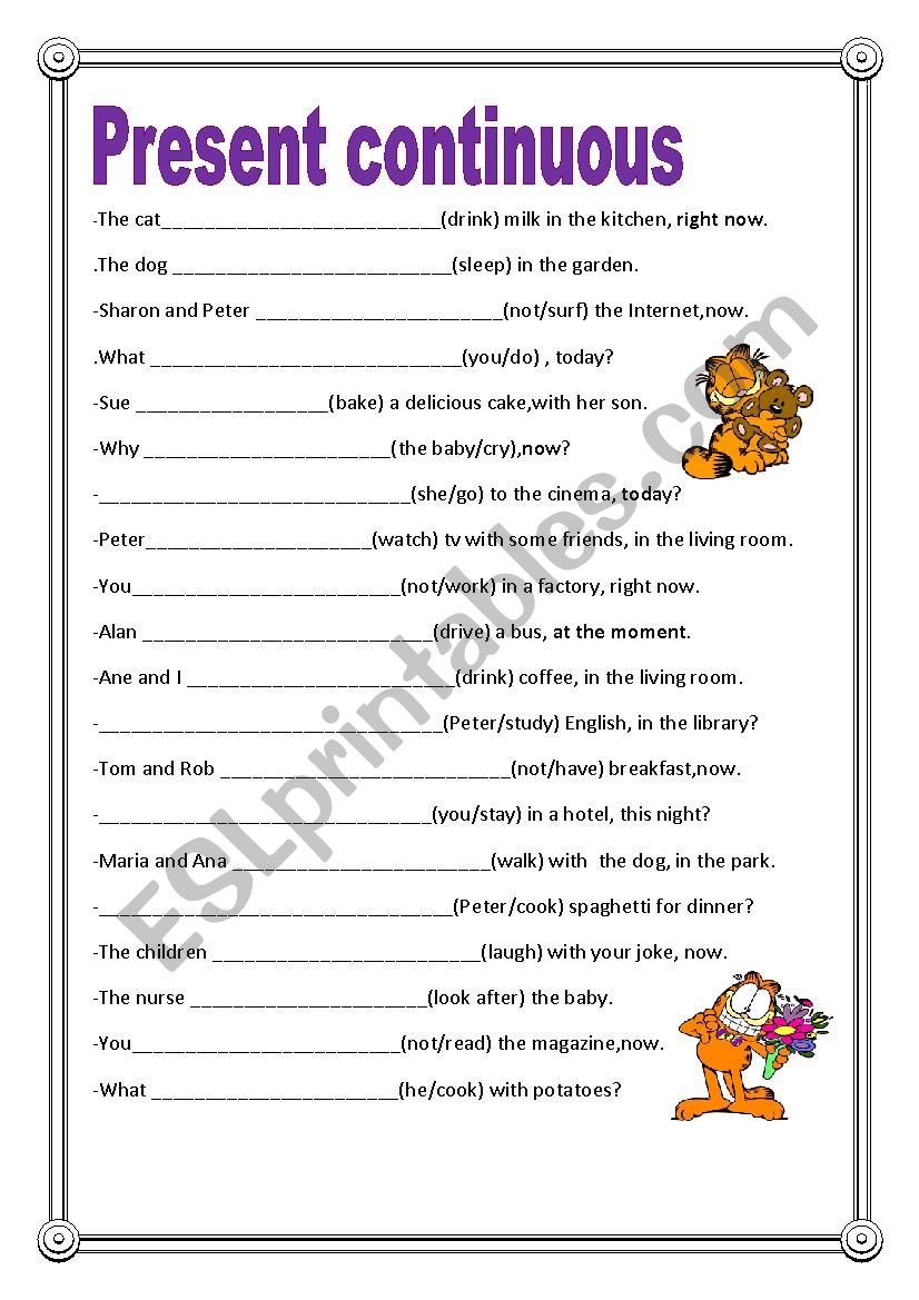 Present continuous worksheet