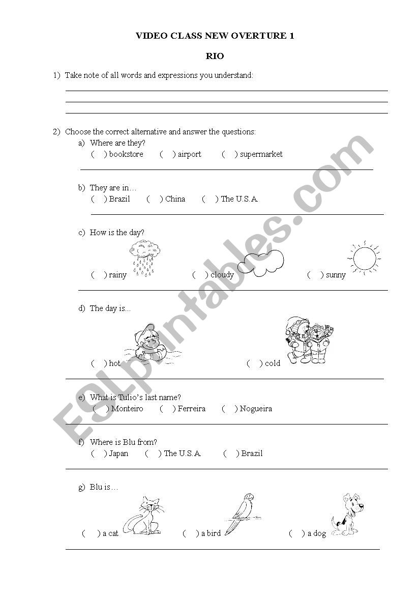 Exercise Rio Movie worksheet