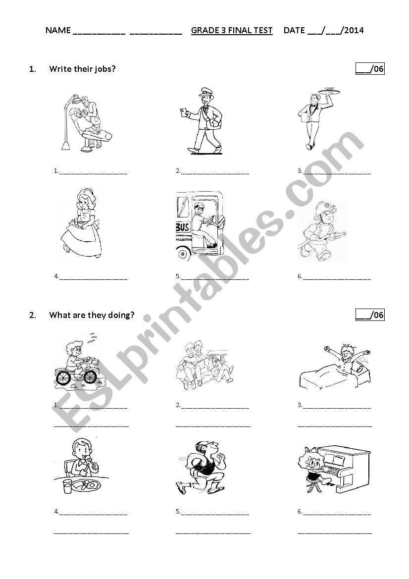 Gese Grade 3 Test worksheet