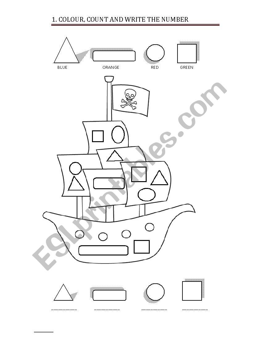 shapes and colours in a pirate ship