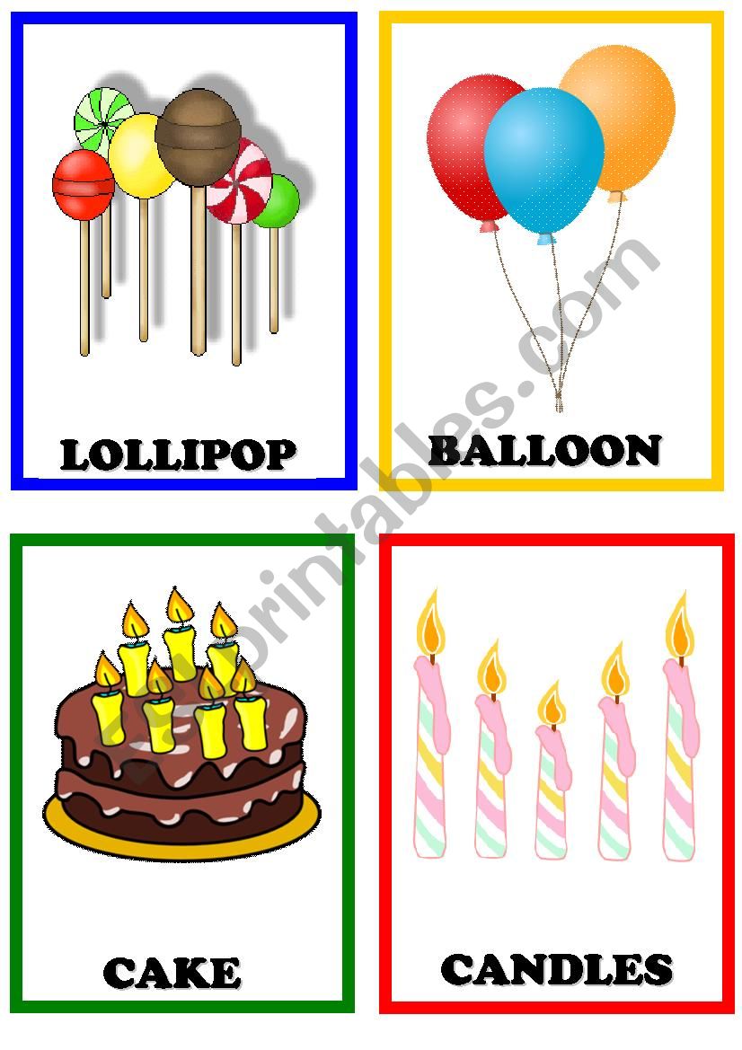 Birthday flashcards worksheet