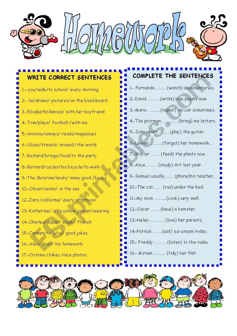 GRAMMAR HOMEWORK ESL Worksheet By Mariaah