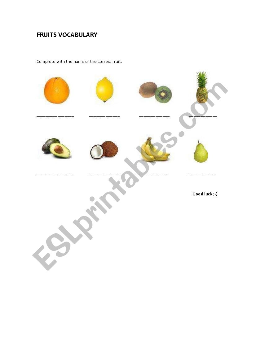 Fruits Vocabulary worksheet