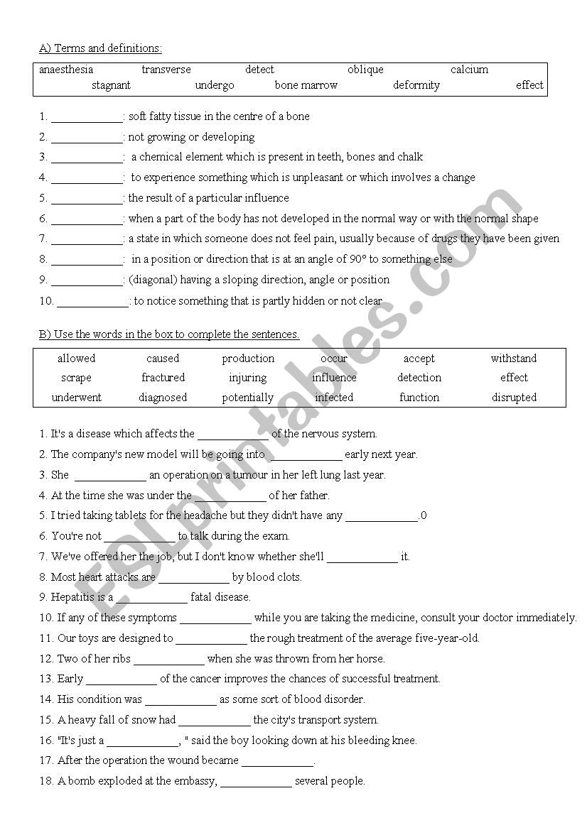 Paramedics 02 worksheet