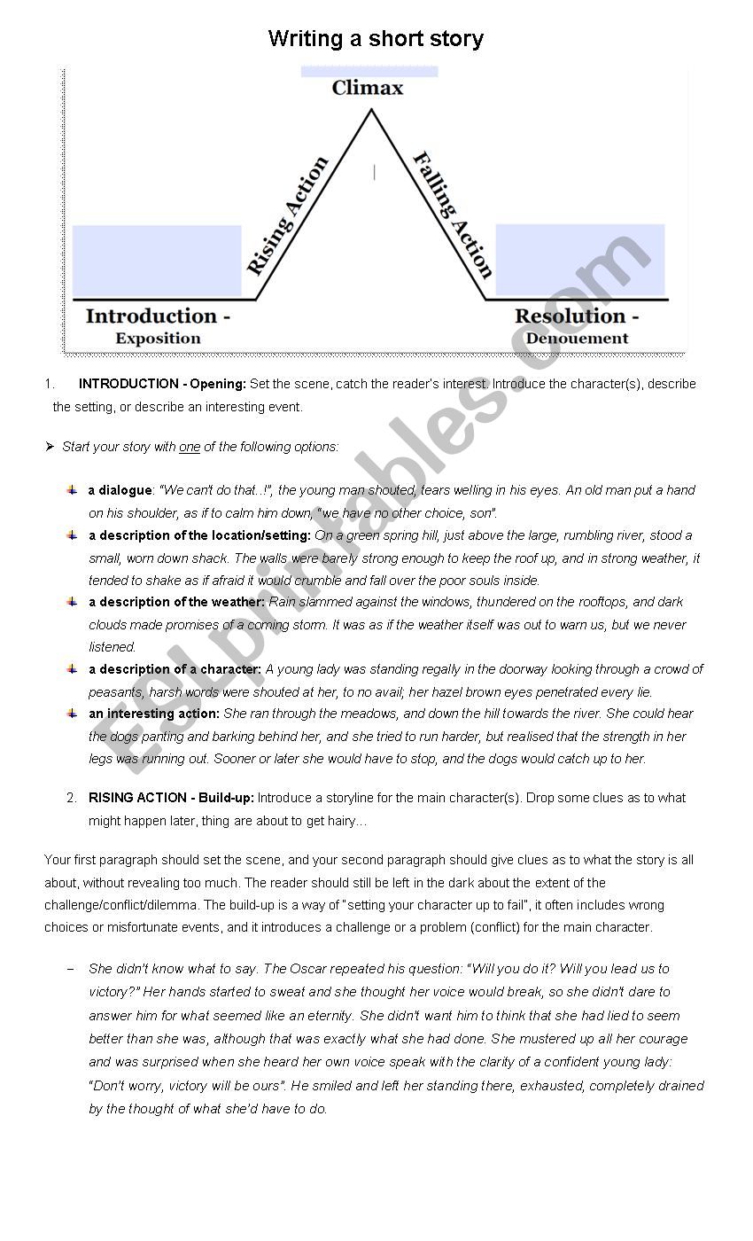 WRITING A SHORT STORY for FCE worksheet