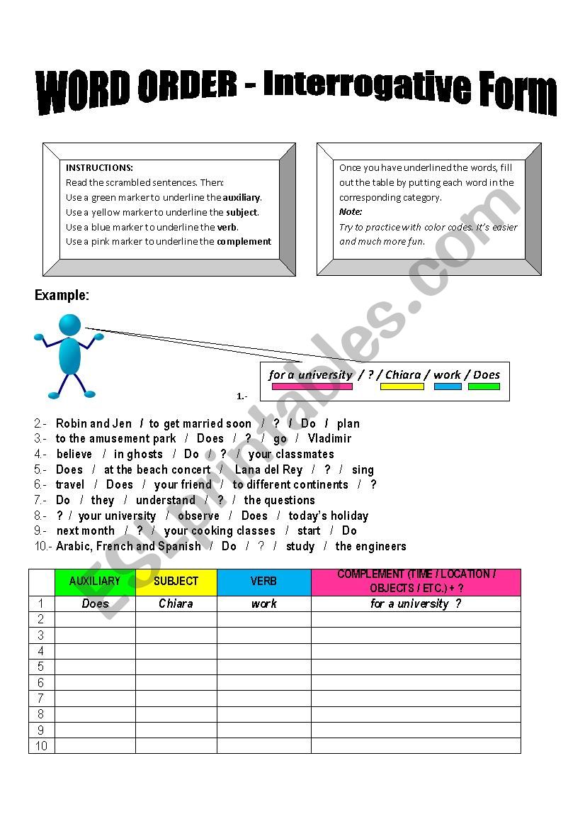 Word order - Interrogative worksheet