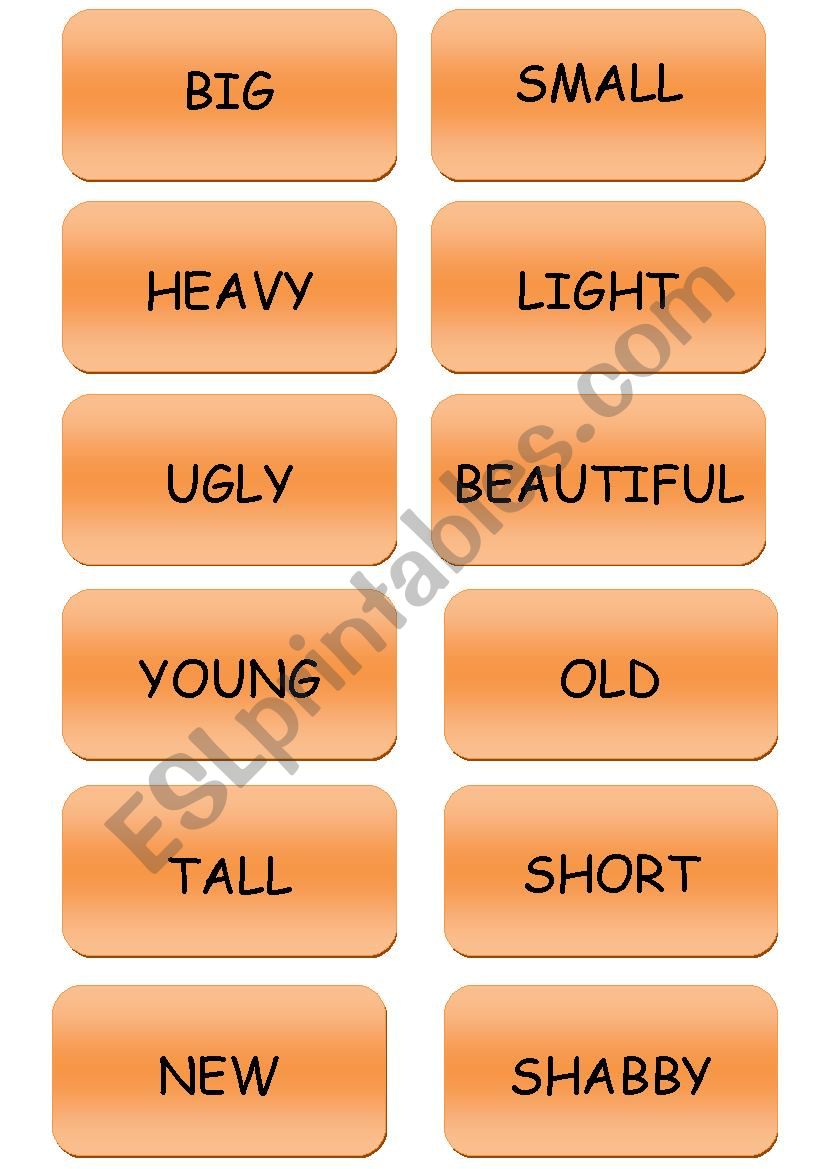 Match the opposites worksheet