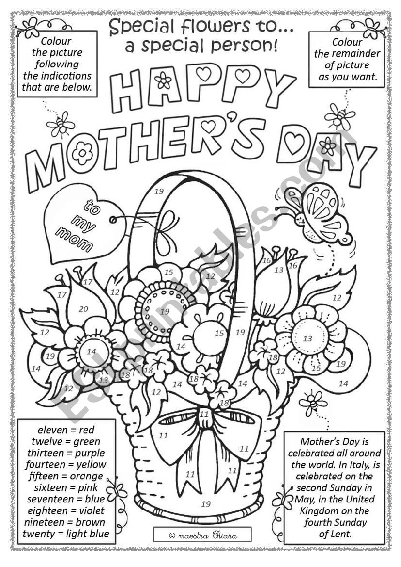 Mothers Day activity worksheet