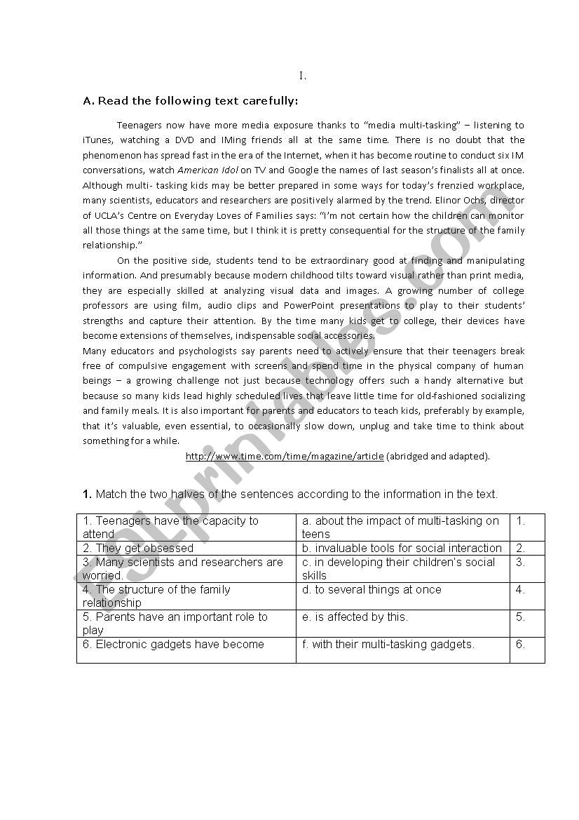 Media Exposure worksheet