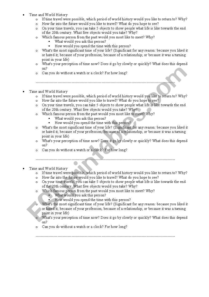 Conversation Class worksheet