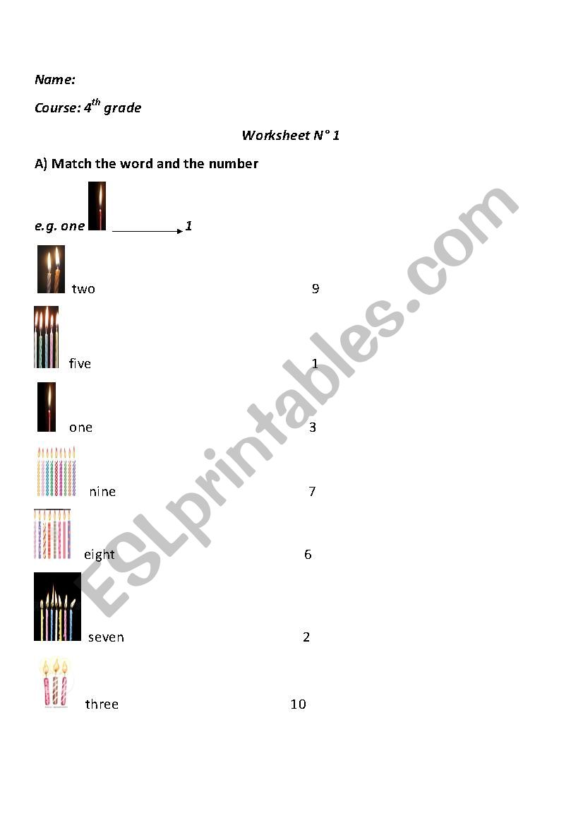 Numbers 1 - 10 & Introduction worksheet