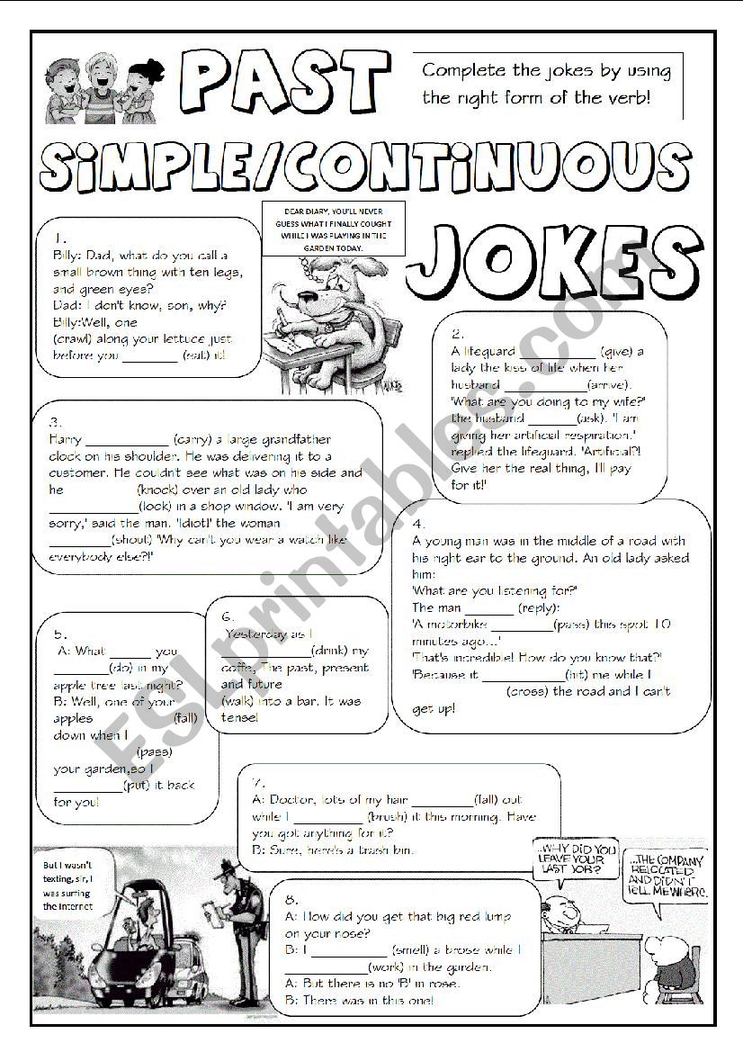 GRAMMAR JOKES (tenses 5/7) worksheet