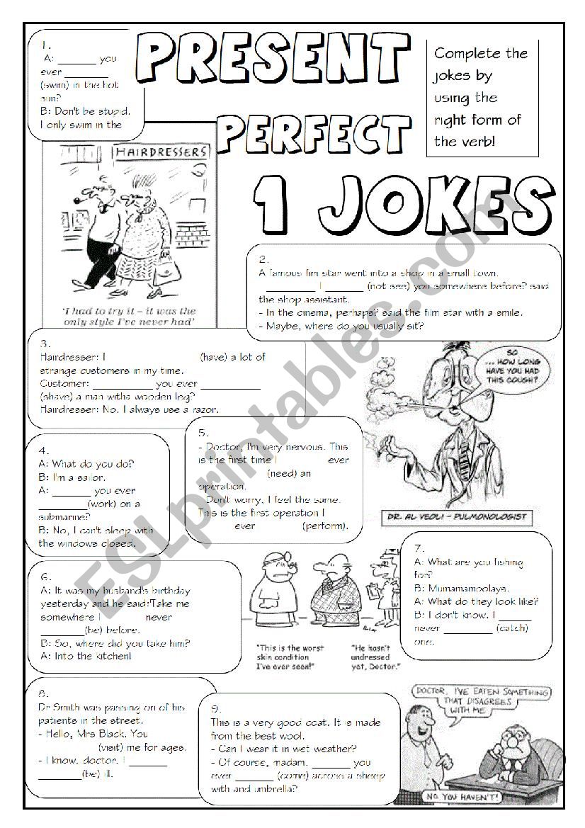 GRAMMAR JOKES (tenses 6/7) worksheet