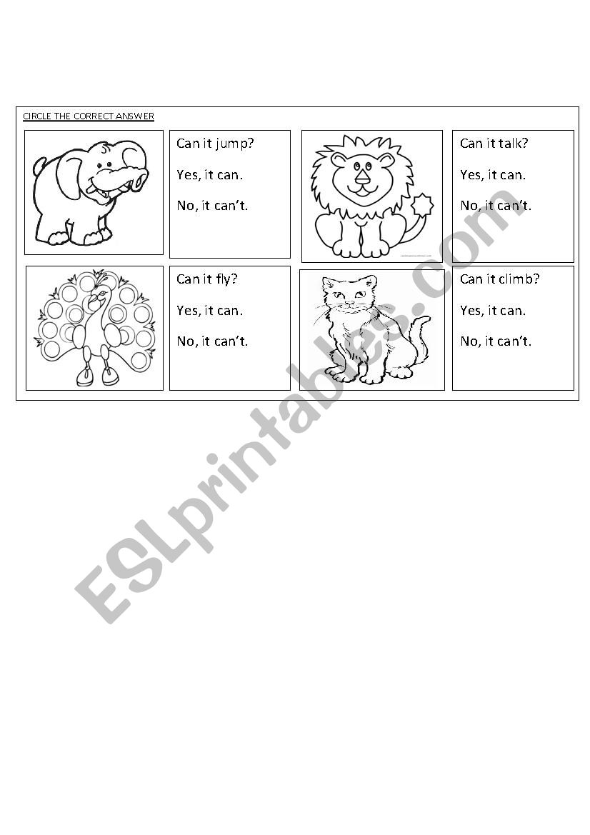 circle the correct answer worksheet