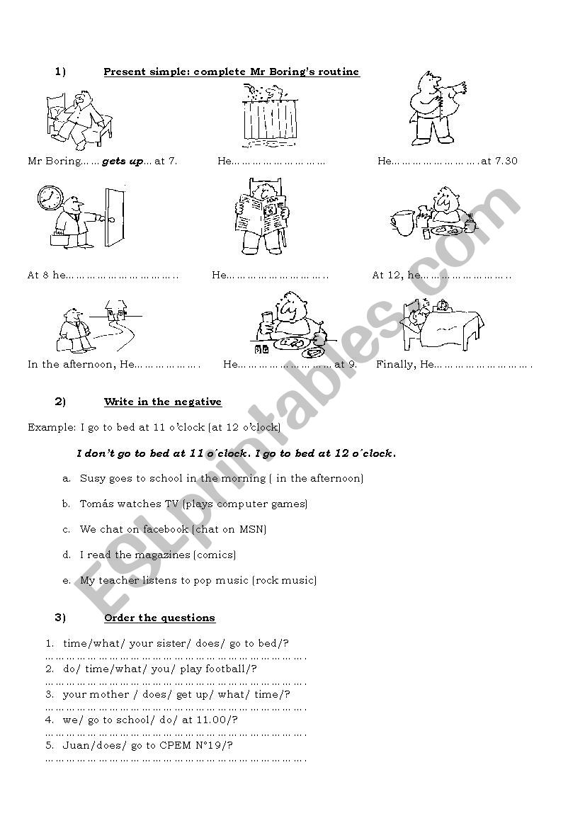 Mr Borings routine_Present Simple