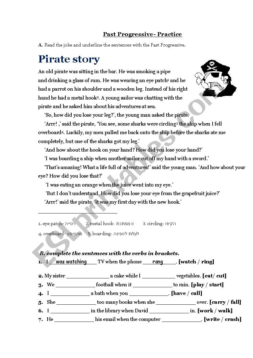 Past Progressive practice worksheet