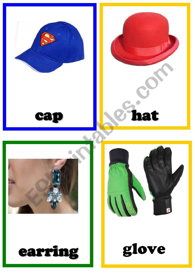 accessories cards worksheet