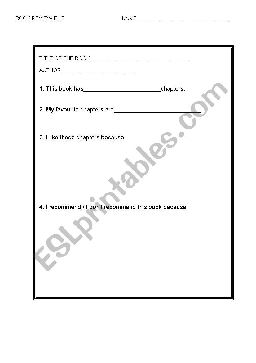 book review file worksheet