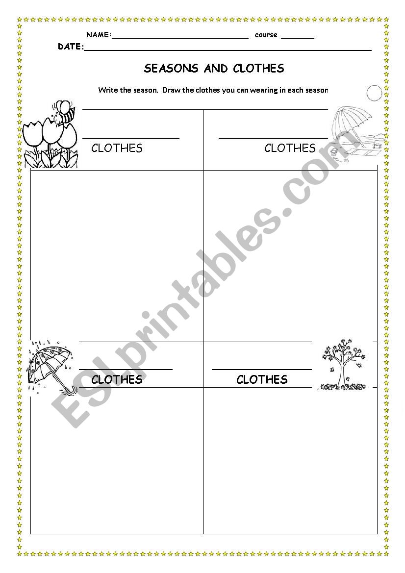 Seasons and Clothes worksheet