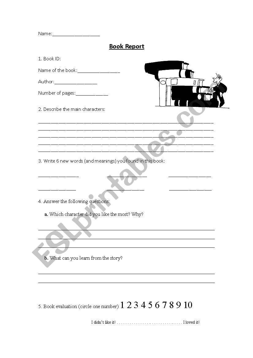 book report worksheet