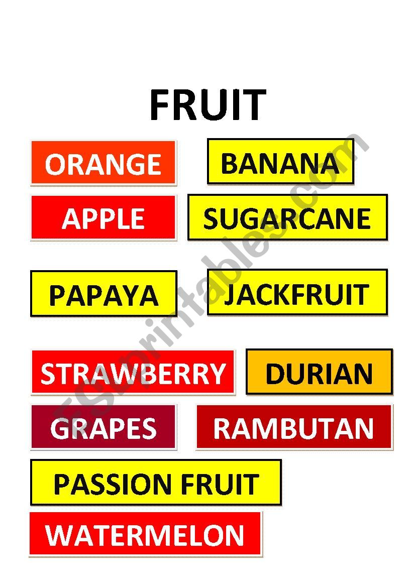 FRUIT worksheet