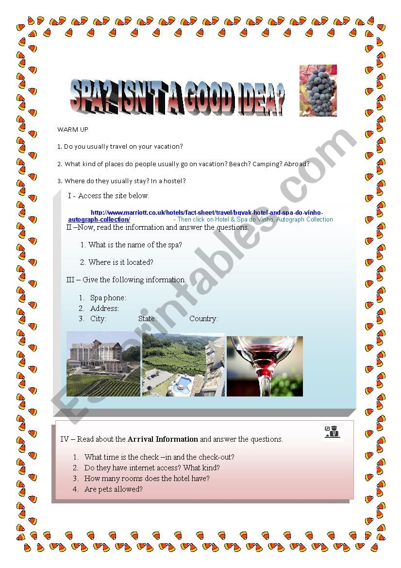 Spa? IsnÂ´t a good idea? worksheet