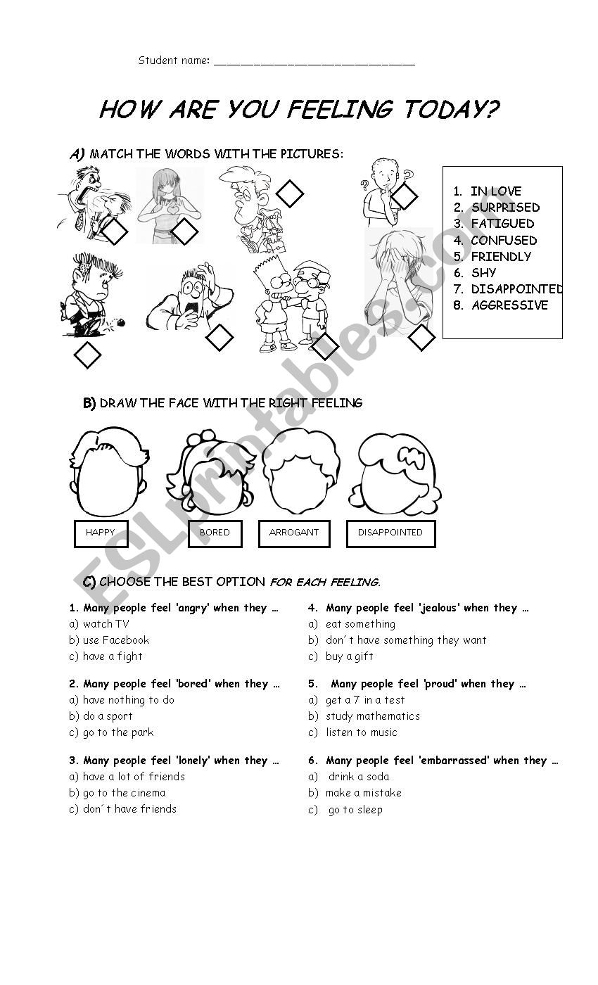 Feelings worksheet