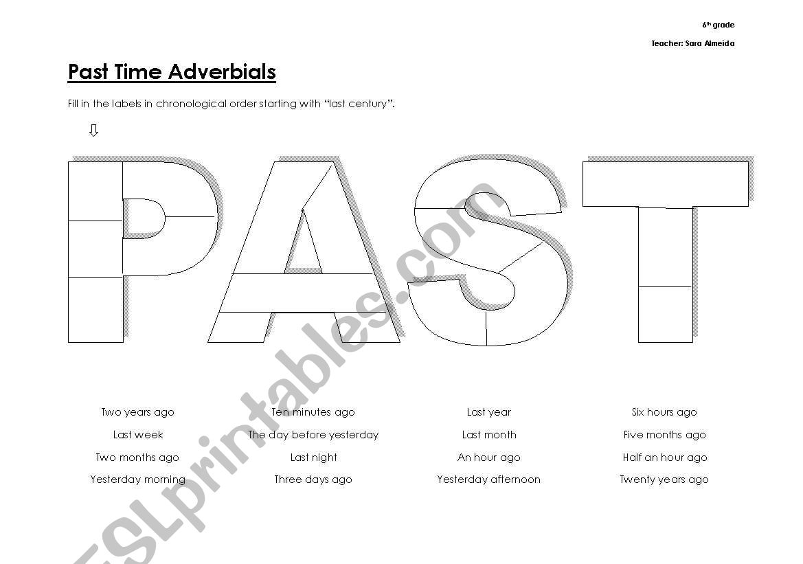 Past Time Adverbials worksheet