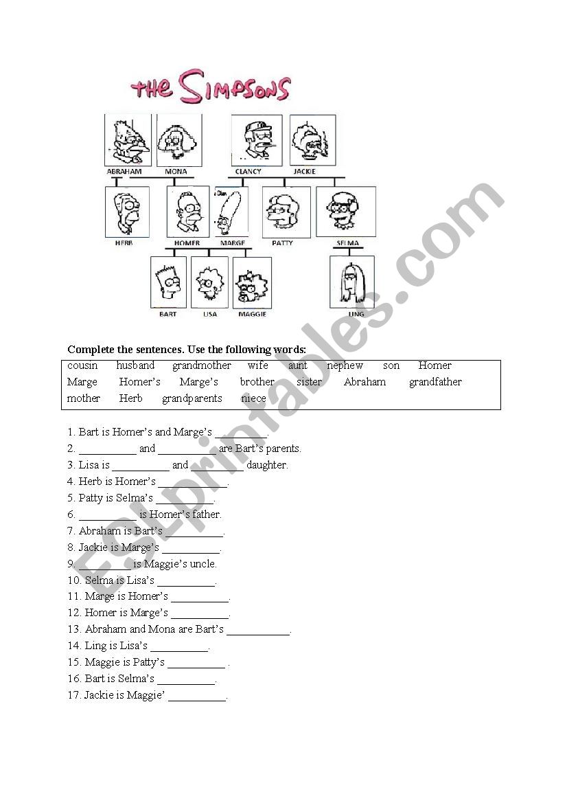 Family Tree worksheet