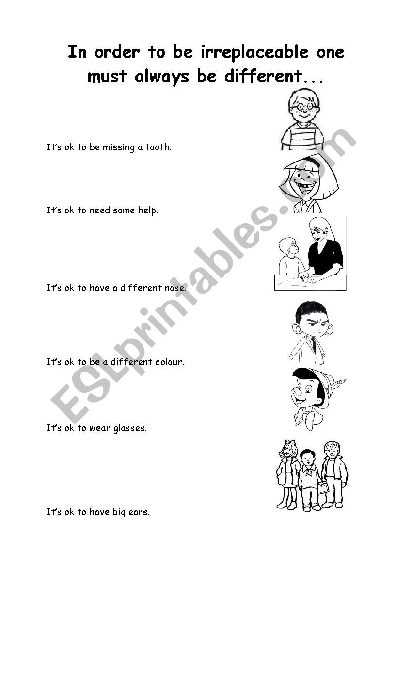 Being different... worksheet