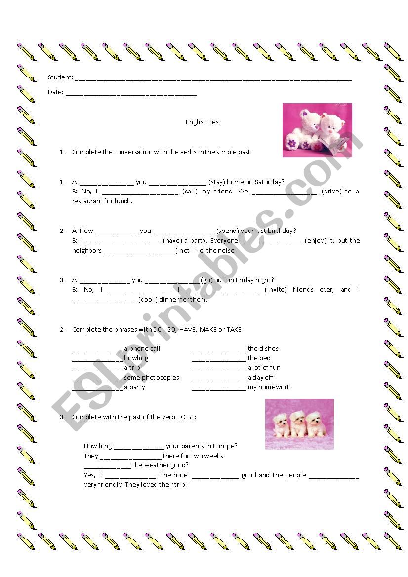 Test - Simple Past - Present Perfect - for and since