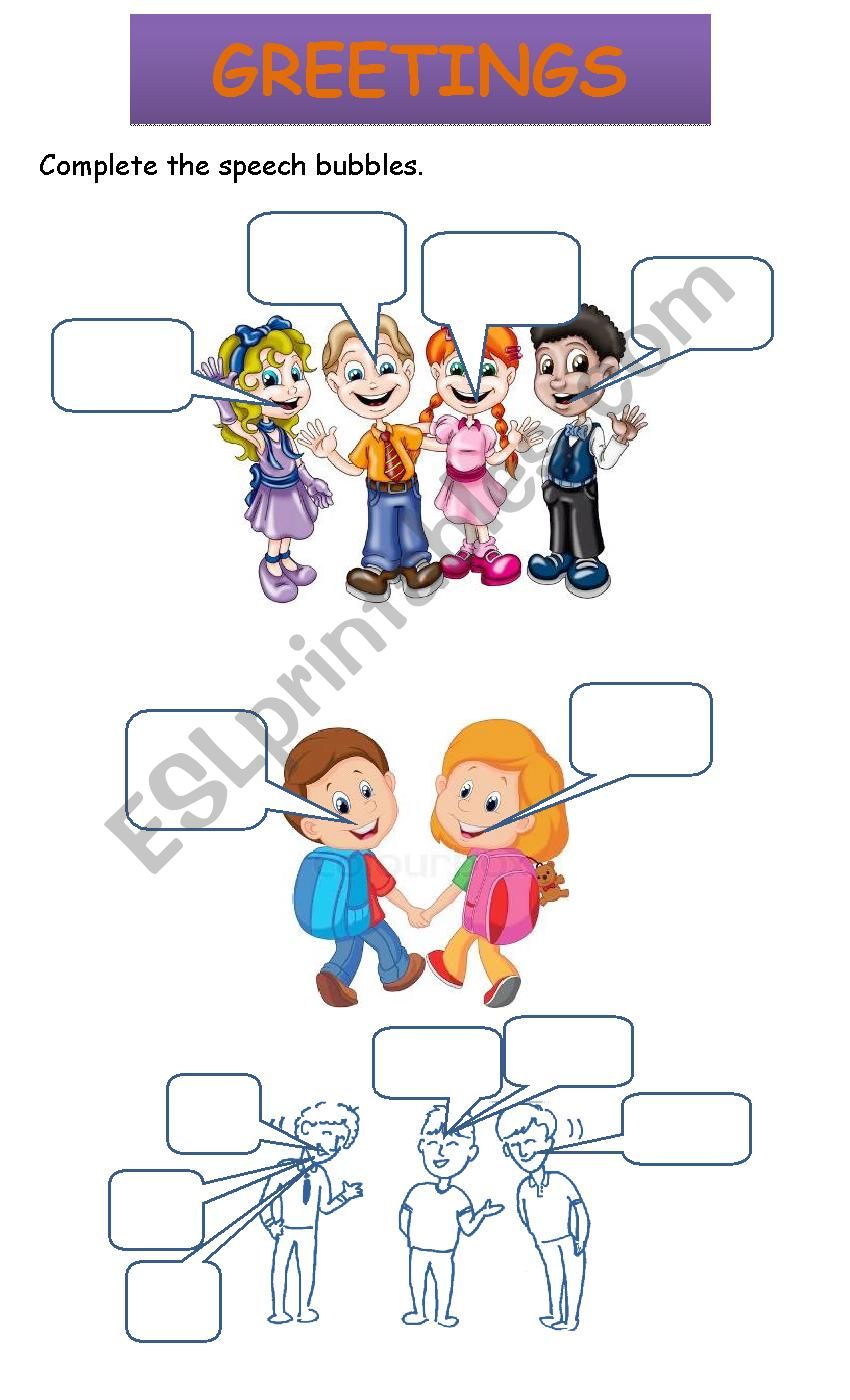 worksheet with speech bubbles