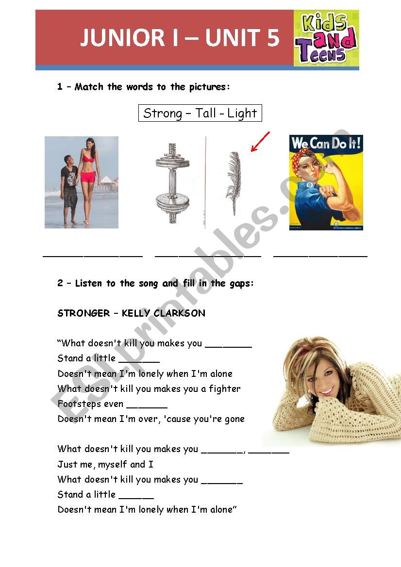 Kelly Clarkson worksheet