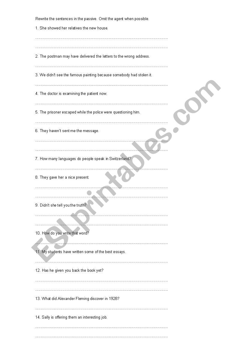 Passive voice excercises with key