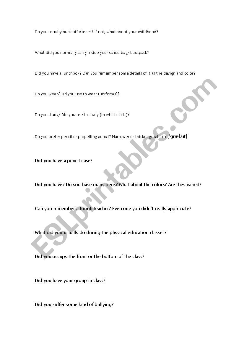 School conversation worksheet