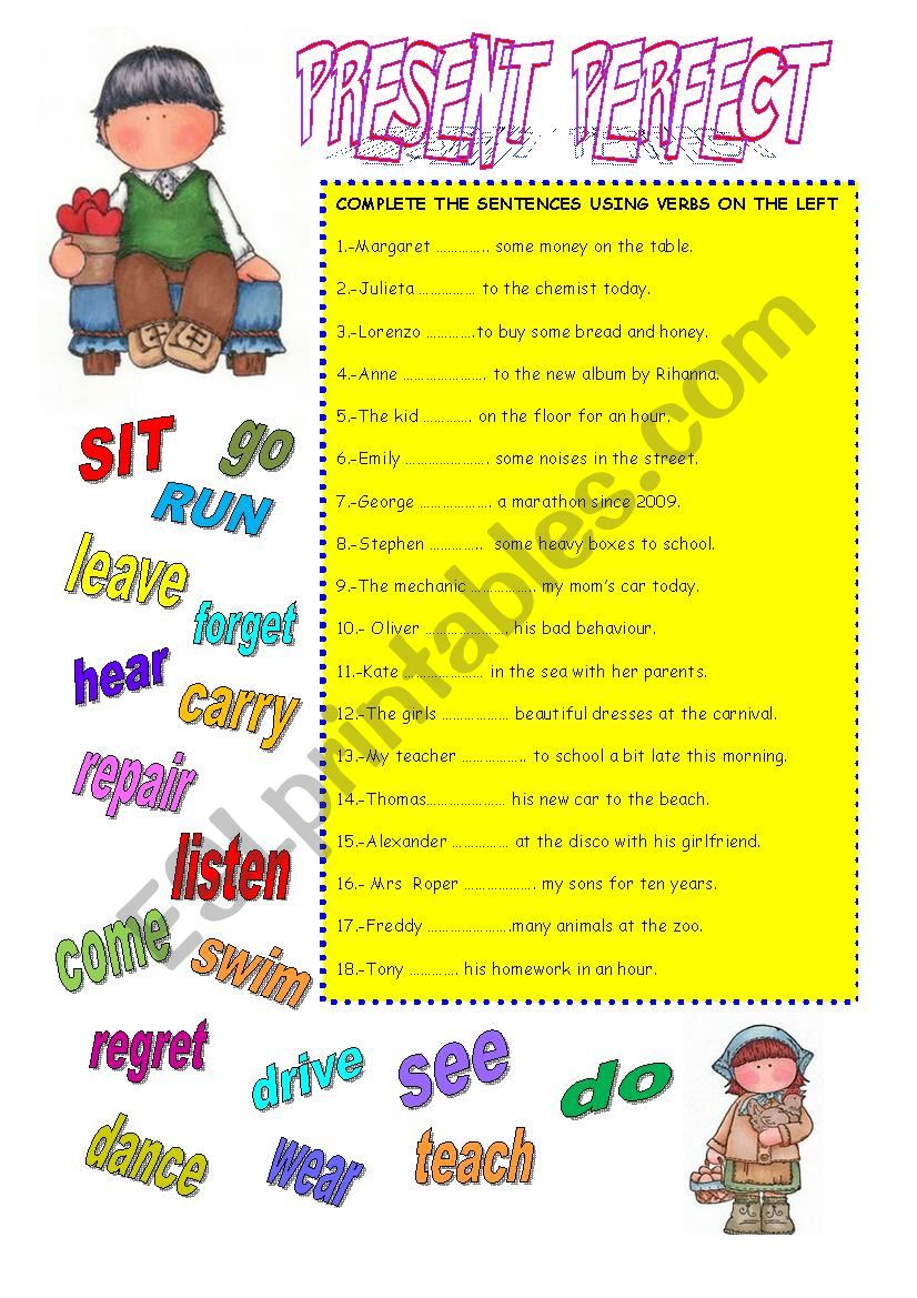 PRESENT PERFECT TENSE worksheet