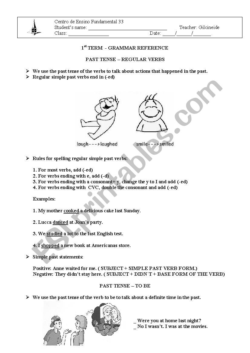 Simple past regular and past of verb to be