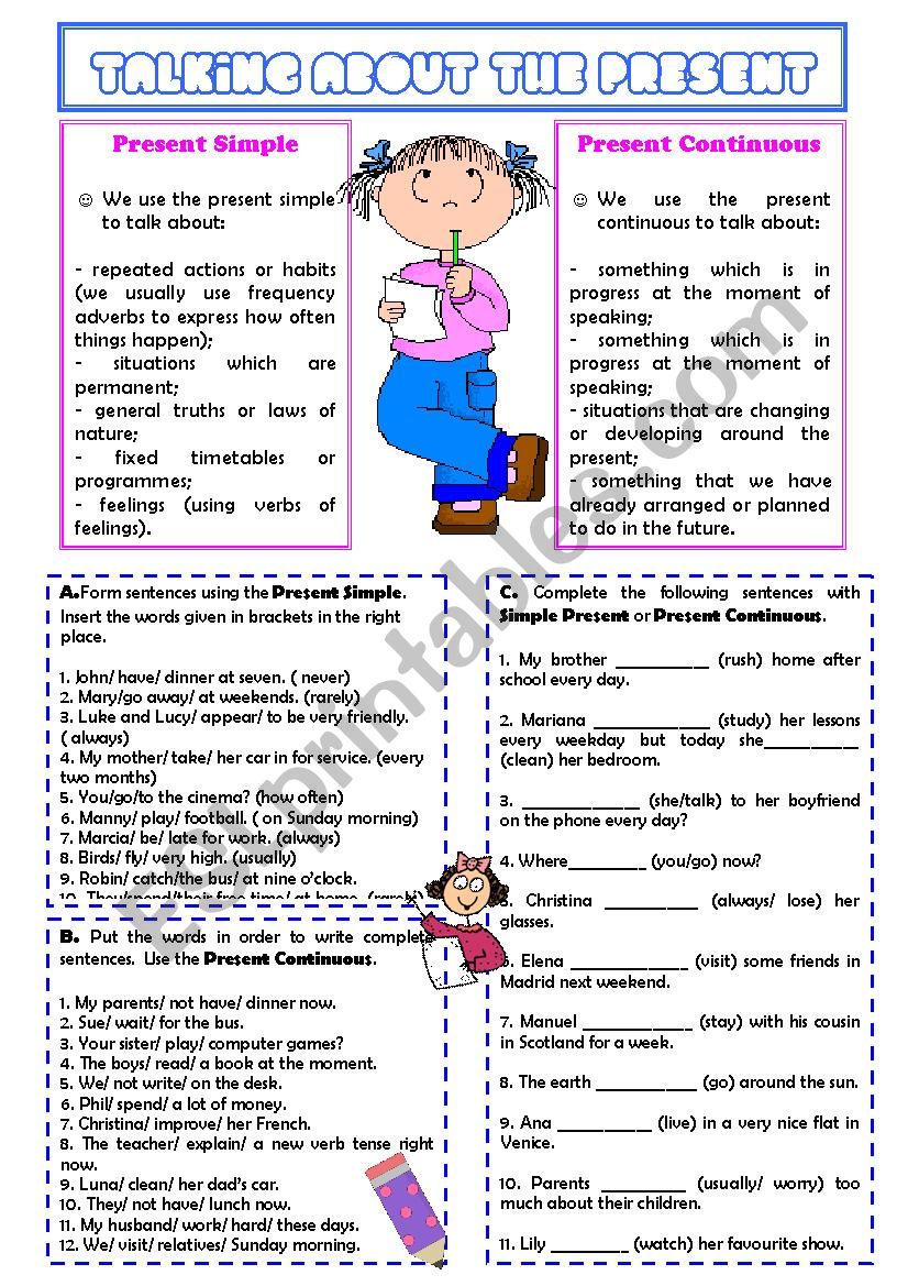 Present Simple & Continuous worksheet