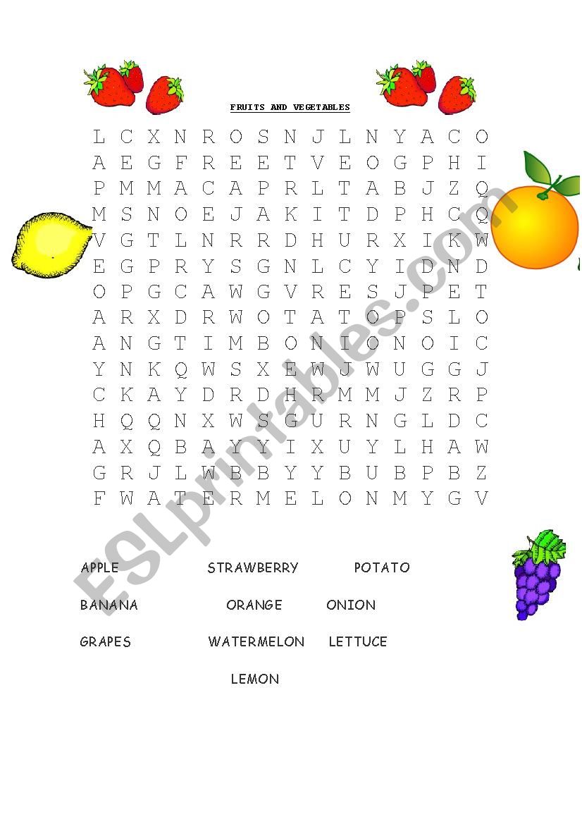 Fruits and vegetables worksheet