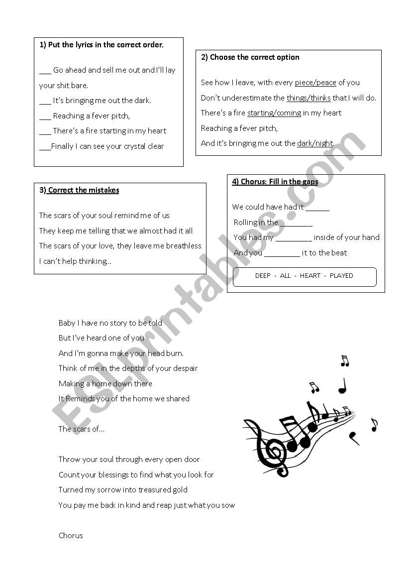 Rolling in the Deep Worksheet worksheet