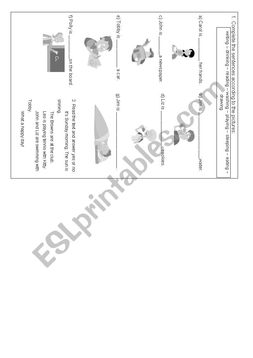 Present continuous worksheet