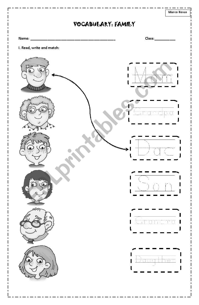 Family Members worksheet