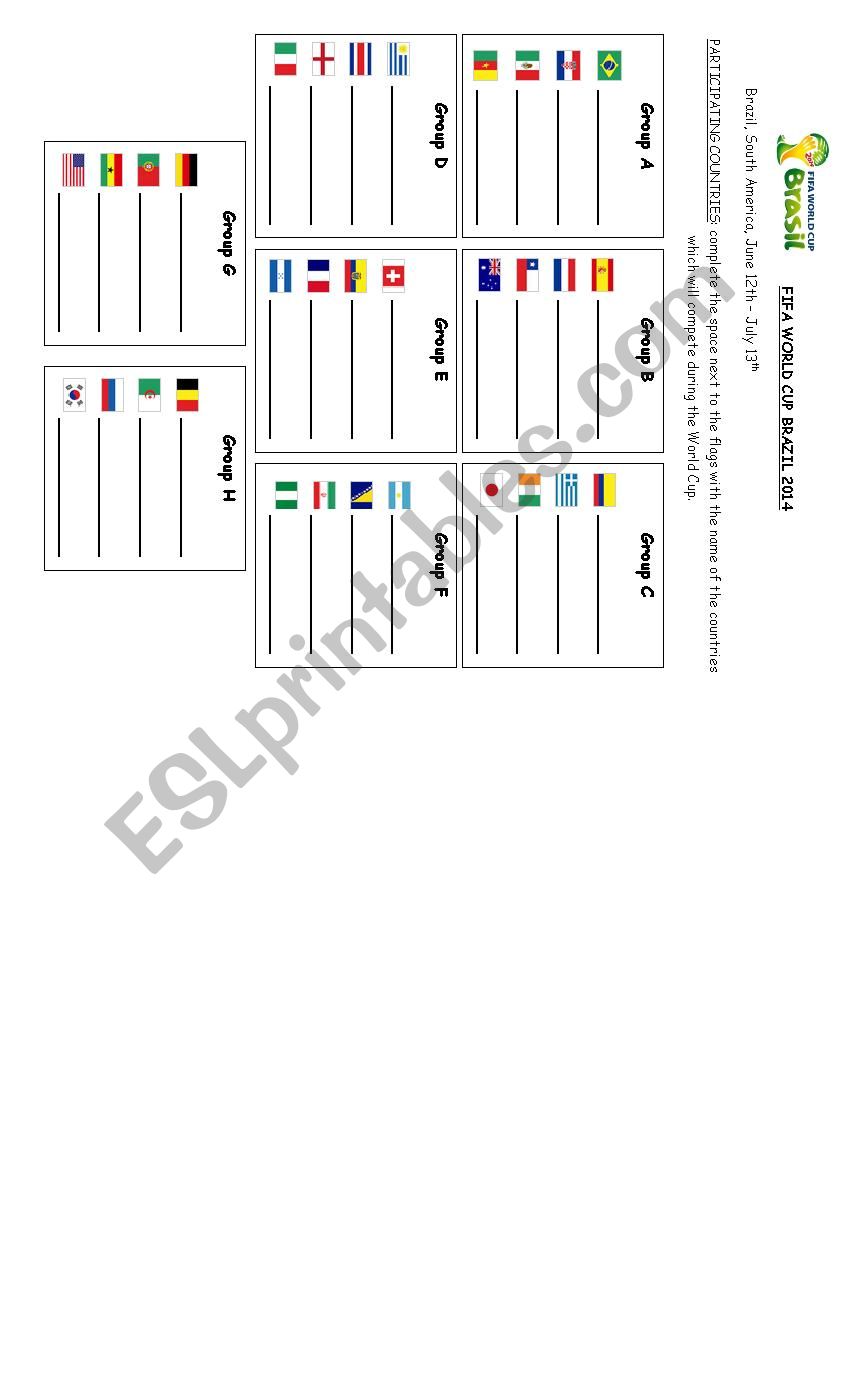 World Cup Brazil 2014 - Groups and Countries