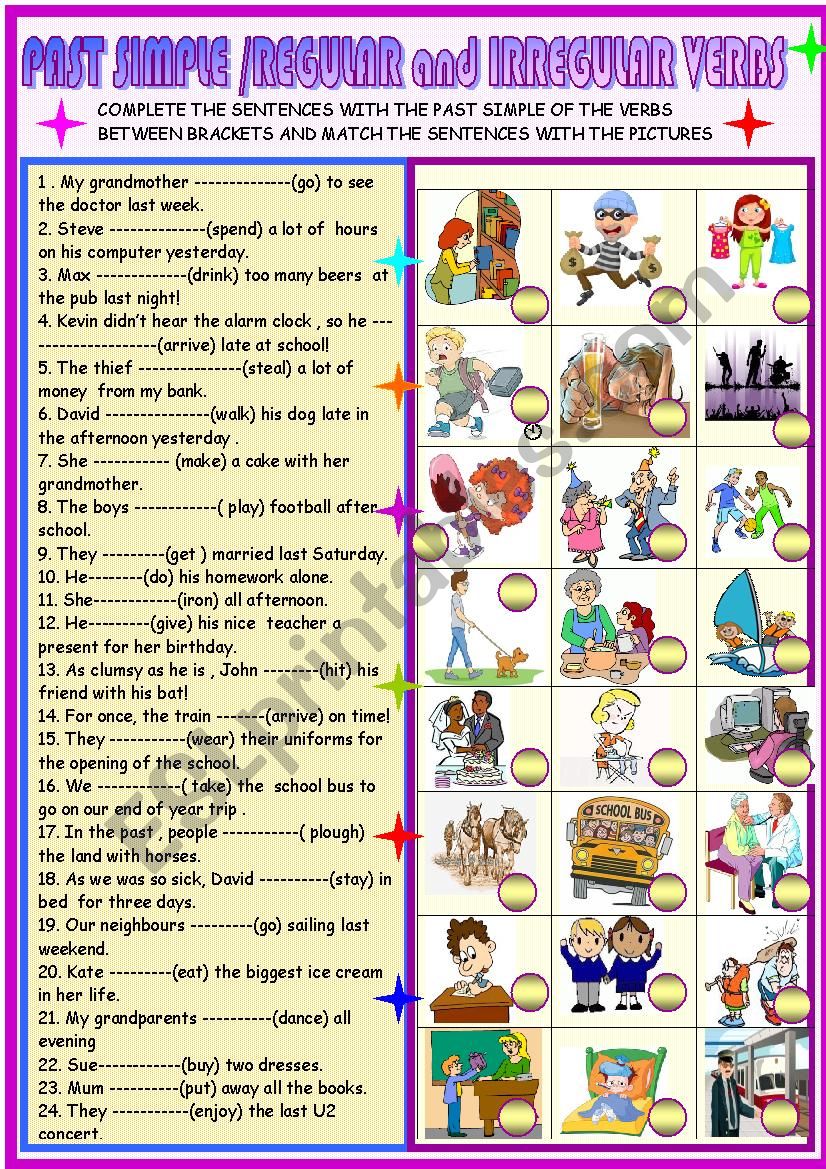 Past simple regular and irregular verbs 