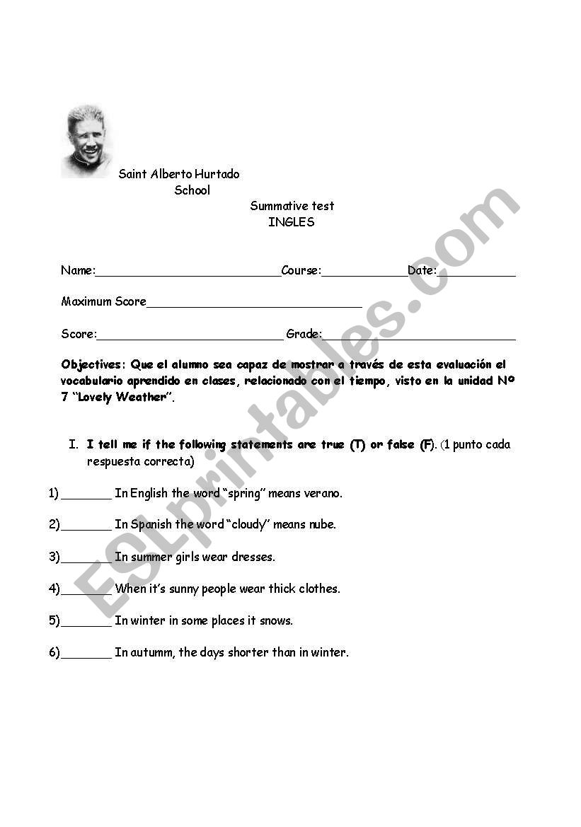 Lovely Weather worksheet