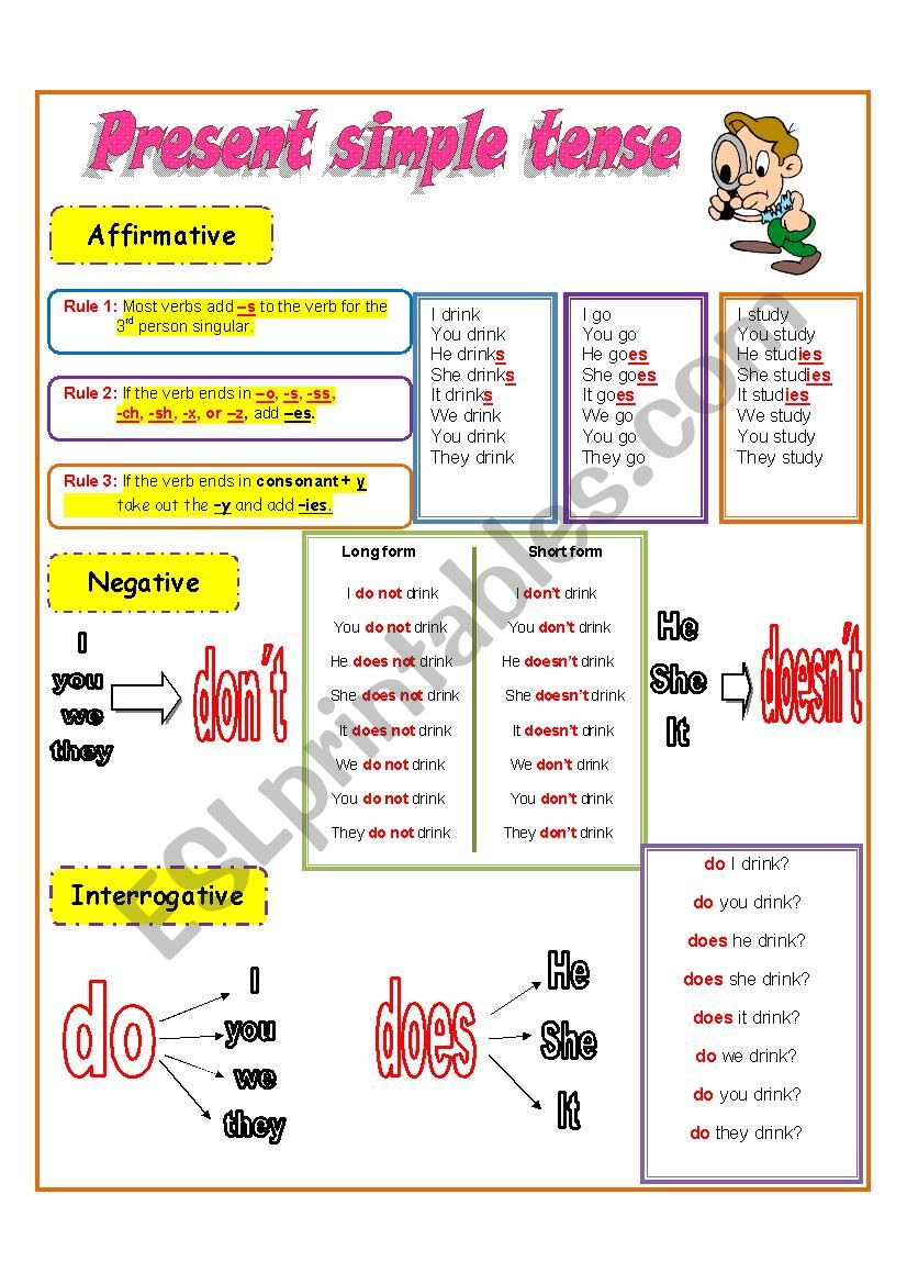 PRESENT SIMPLE TENSE worksheet