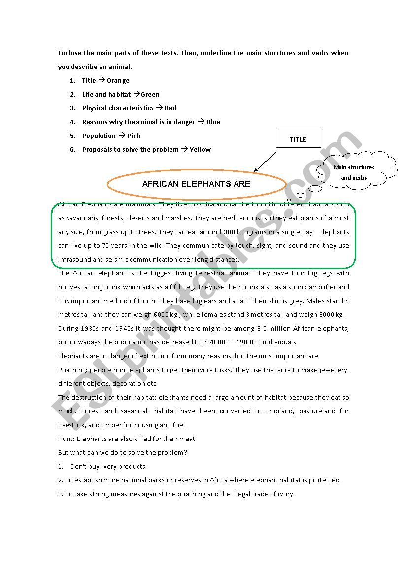 Animals in danger worksheet